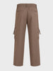 Men's Khaki Relaxed Fit Solid Utility Cargo