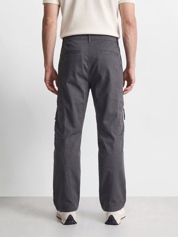 Men's Grey Relaxed Fit Solid Utility Cargo