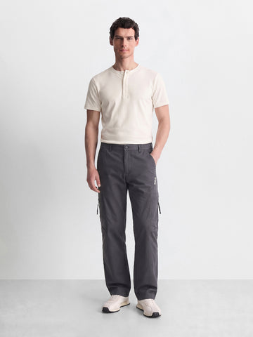 Men's Grey Relaxed Fit Solid Utility Cargo