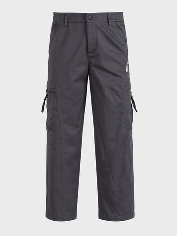Men's Grey Relaxed Fit Solid Utility Cargo