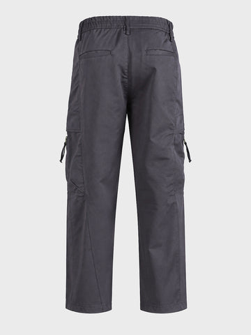 Men's Grey Relaxed Fit Solid Utility Cargo