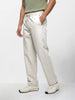 Men's Off White Relaxed Fit Solid Casual Joggers