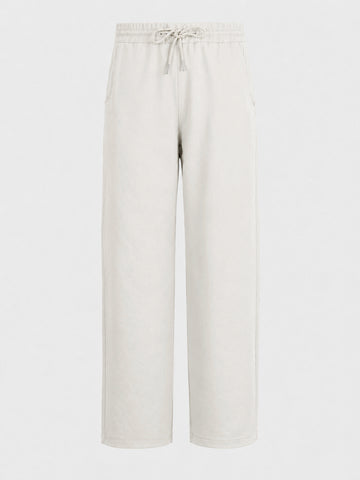 Men's Off White Relaxed Fit Solid Casual Joggers