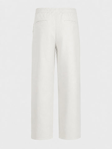 Men's Off White Relaxed Fit Solid Casual Joggers