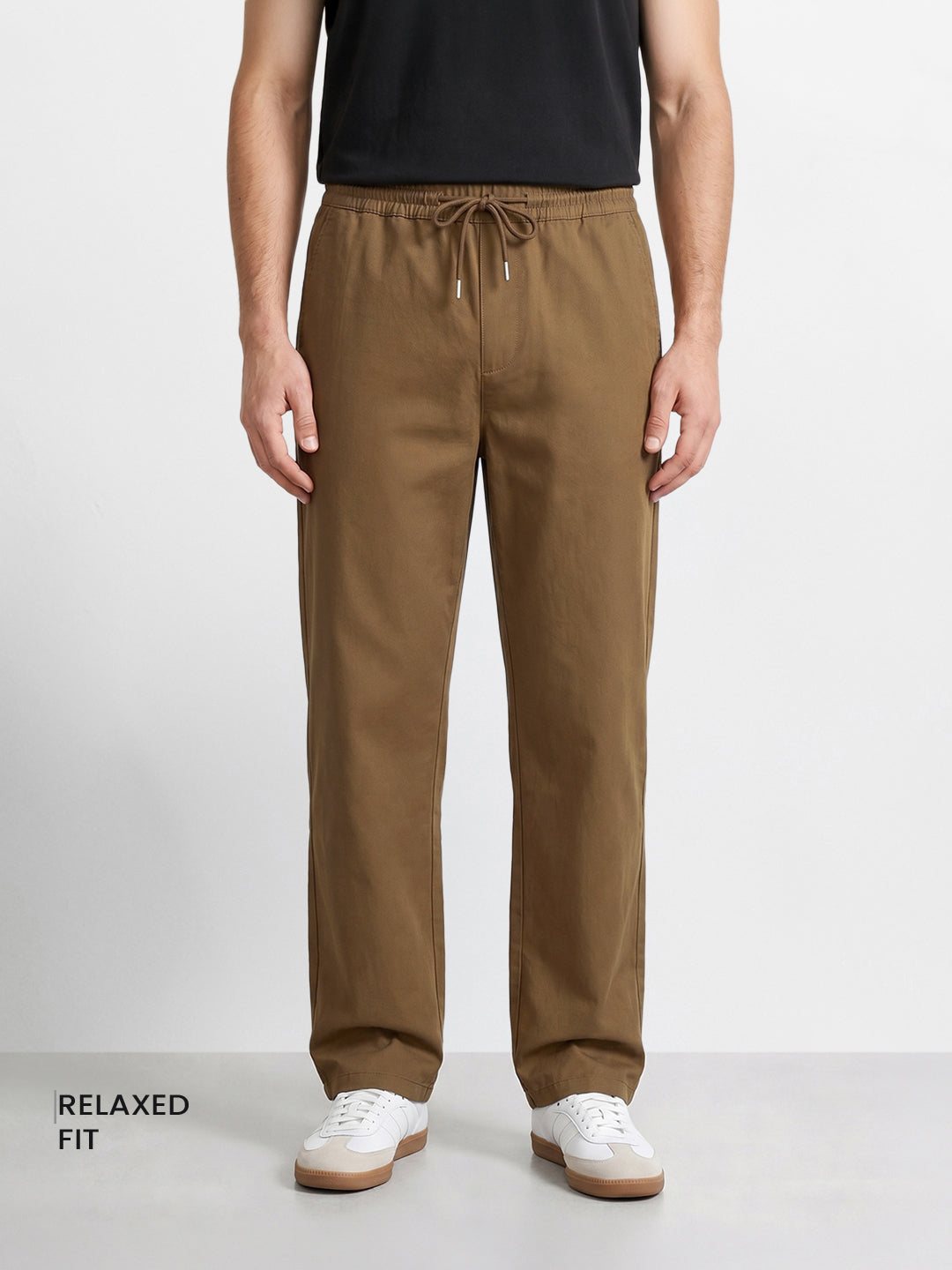 Men's Brown Relaxed Fit Solid Casual Joggers