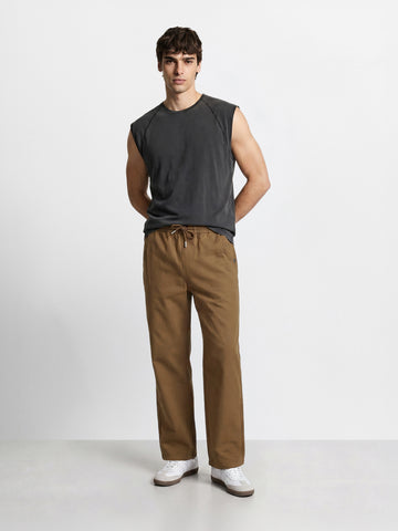 Men's Brown Relaxed Fit Solid Casual Joggers