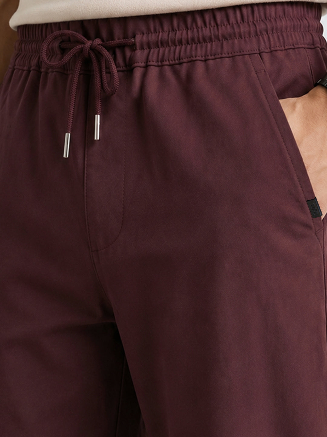 Men's Maroon Relaxed Fit Solid Casual Jogger