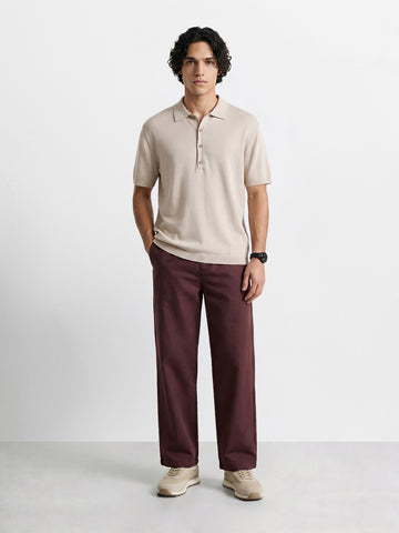 Men's Maroon Relaxed Fit Solid Casual Jogger