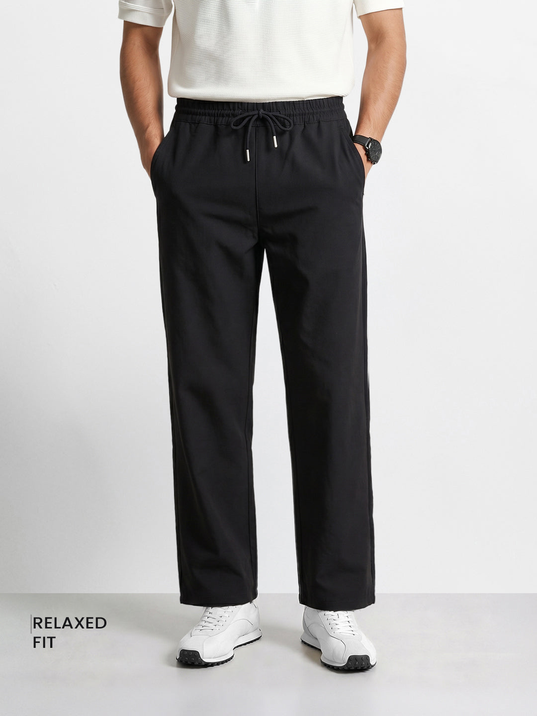 Men's Black Relaxed Fit Solid Casual Jogger