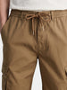 Men's Brown Relaxed Fit Solid Utility Cargo