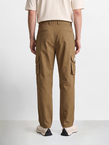 Men's Brown Relaxed Fit Solid Utility Cargo