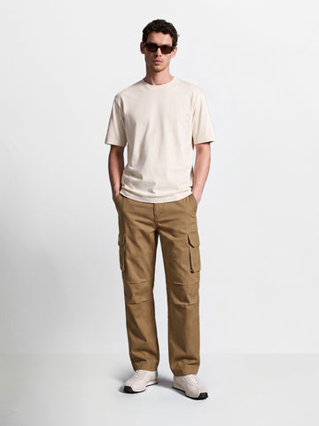 Men's Brown Relaxed Fit Solid Utility Cargo