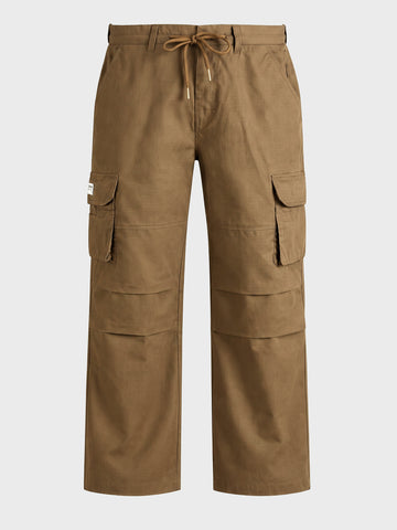 Men's Brown Relaxed Fit Solid Utility Cargo