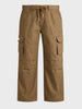 Men's Brown Relaxed Fit Solid Utility Cargo