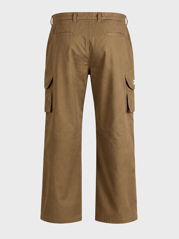 Men's Brown Relaxed Fit Solid Utility Cargo