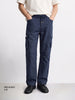 Men's Navy Blue Relaxed Fit Solid Utility Cargos