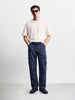 Men's Navy Blue Relaxed Fit Solid Utility Cargos