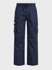 Men's Navy Blue Relaxed Fit Solid Utility Cargos