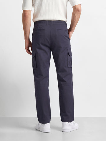 Men's Black Relaxed Fit Solid Utility Cargos