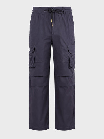 Men's Black Relaxed Fit Solid Utility Cargos