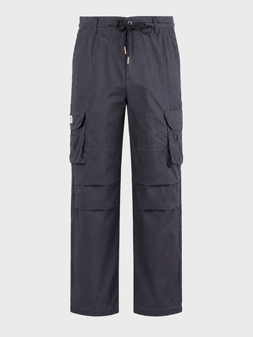 Men's Grey Relaxed Fit Solid Utility Cargos