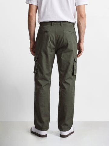 Men's Olive Relaxed Fit Solid Utility Cargo