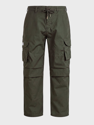 Men's Olive Relaxed Fit Solid Utility Cargo