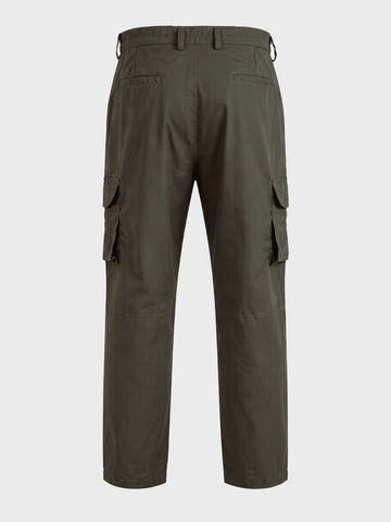 Men's Olive Relaxed Fit Solid Utility Cargo