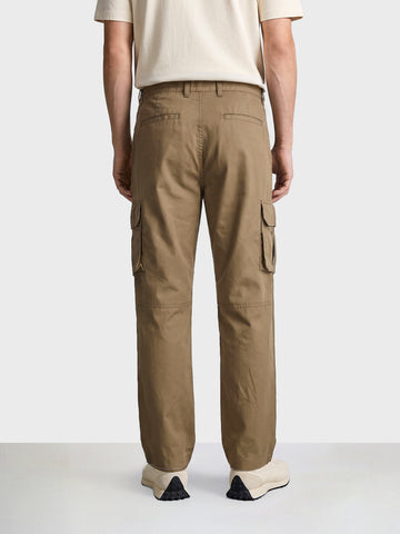 Men's Khaki Relaxed Fit Solid Utility Cargos