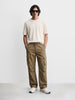 Men's Khaki Relaxed Fit Solid Utility Cargos