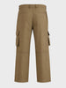 Men's Khaki Relaxed Fit Solid Utility Cargos