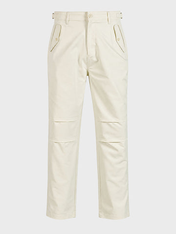 Men's Off White Relaxed Fit Solid Casual Trousers