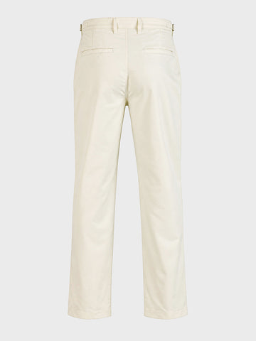 Men's Off White Relaxed Fit Solid Casual Trousers