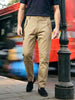 Men's Khaki Relaxed Fit Solid Casual Trousers