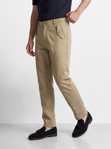 Men's Khaki Relaxed Fit Solid Casual Trousers