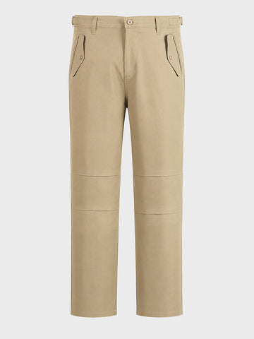 Men's Khaki Relaxed Fit Solid Casual Trousers