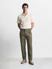 Men's Olive Relaxed Fit Solid Casual Trousers