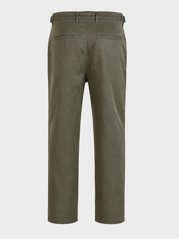 Men's Olive Relaxed Fit Solid Casual Trousers