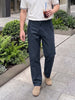 Men's Navy Blue Relaxed Fit Solid Casual Trousers