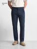 Men's Navy Blue Relaxed Fit Solid Casual Trousers