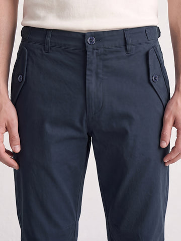Men's Navy Blue Relaxed Fit Solid Casual Trousers