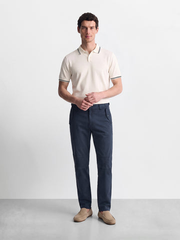 Men's Navy Blue Relaxed Fit Solid Casual Trousers