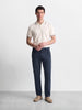 Men's Navy Blue Relaxed Fit Solid Casual Trousers