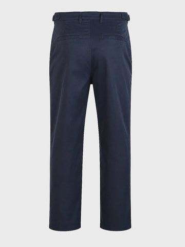 Men's Navy Blue Relaxed Fit Solid Casual Trousers