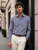Men's Navy Slim Fit Checkered Casual Shirt