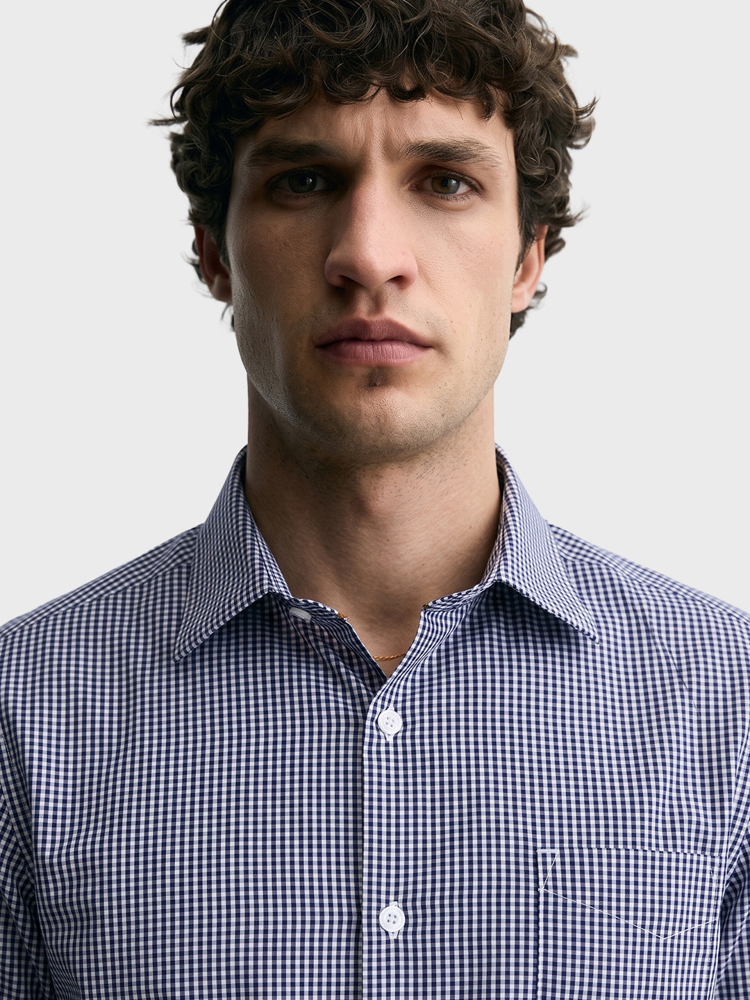 Men's Navy Slim Fit Checkered Casual Shirt