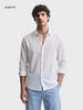 Men's White Slim Fit Embroidered Resort Wear Shirt