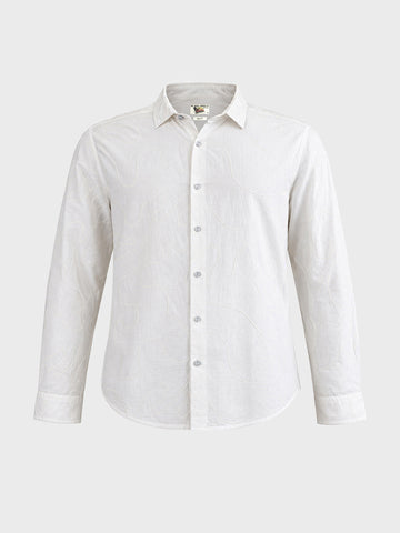 Men's White Slim Fit Embroidered Resort Wear Shirt