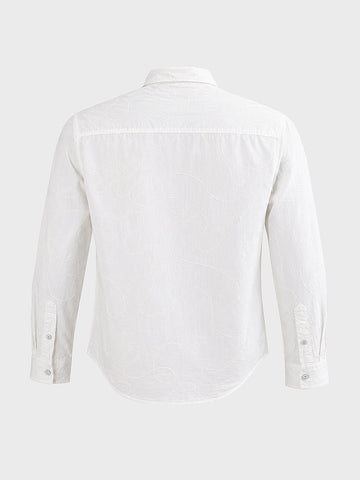 Men's White Slim Fit Embroidered Resort Wear Shirt