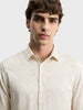 Men's Beige Slim Fit Printed Casual Shirt